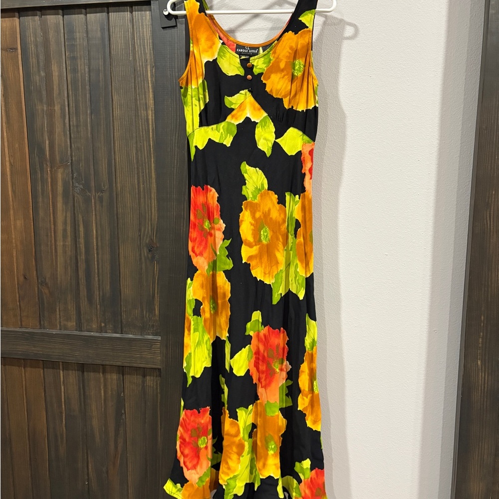 Floral Maxi Dress in Black and Orange